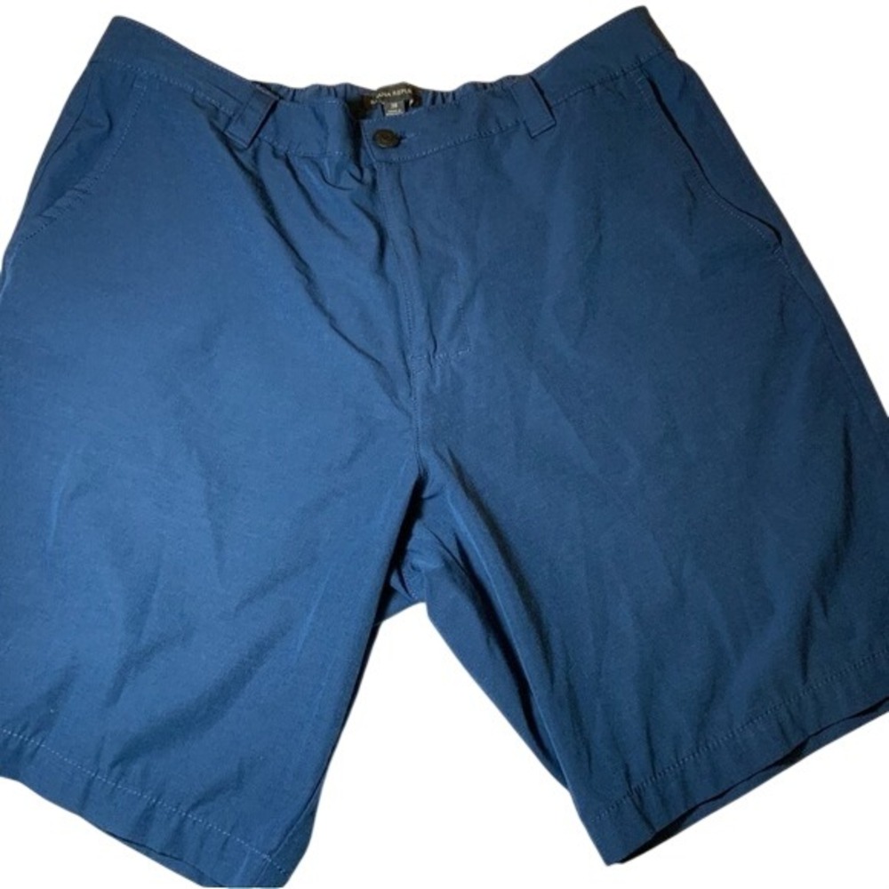 Banana Republic Men's 38 Comfort Flat Front Shorts Stretch Polyester Blue